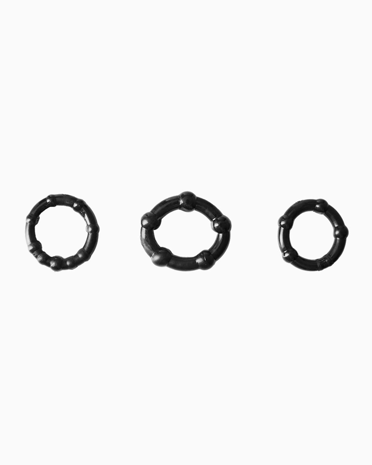 Pillow Talk Black Nub Cock Rings Set of 3