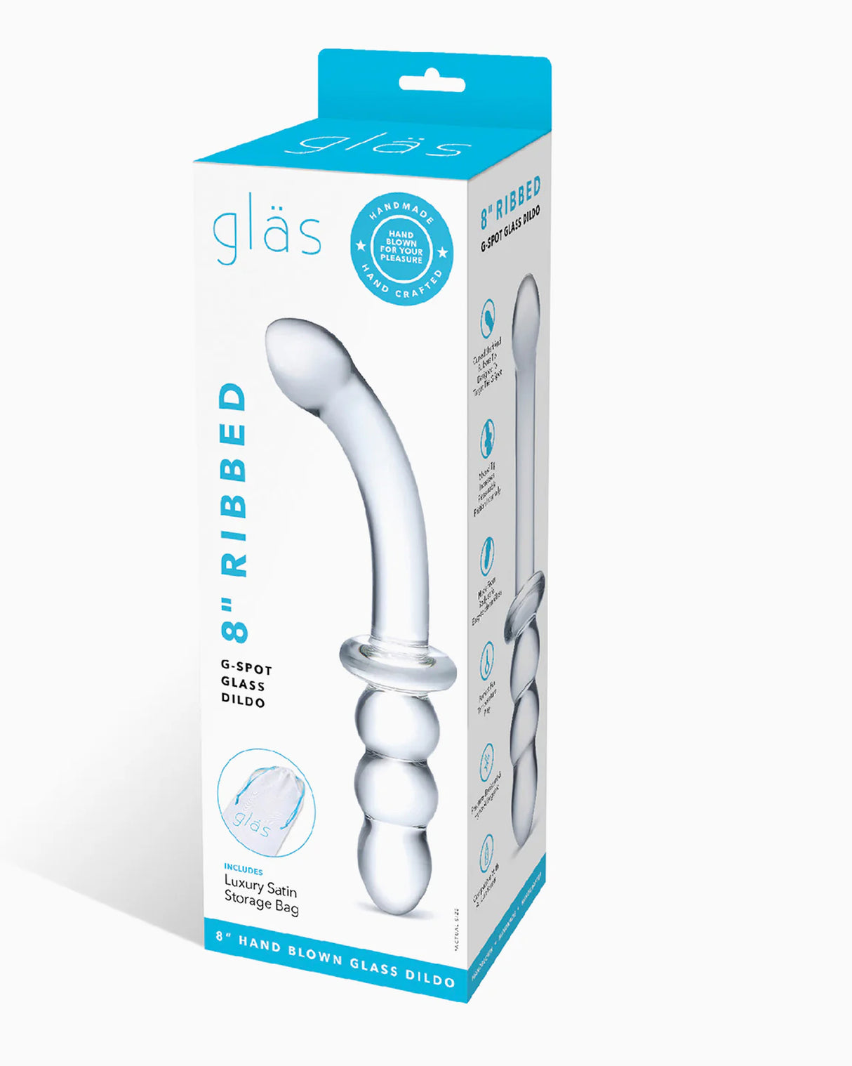 Glas Ribbed G-Spot Glass Dildo, 8 Inches