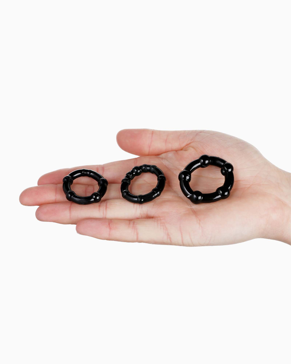 Pillow Talk Black Nub Cock Rings Set of 3