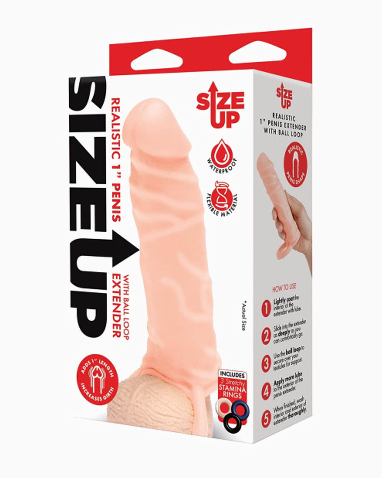 Size-Up Silicone Realistic Penis Extender With Ball Loop