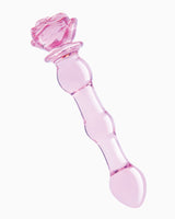 Dream Toys Glaze Beaded Rosebud Glass Dildo, 8 Inches