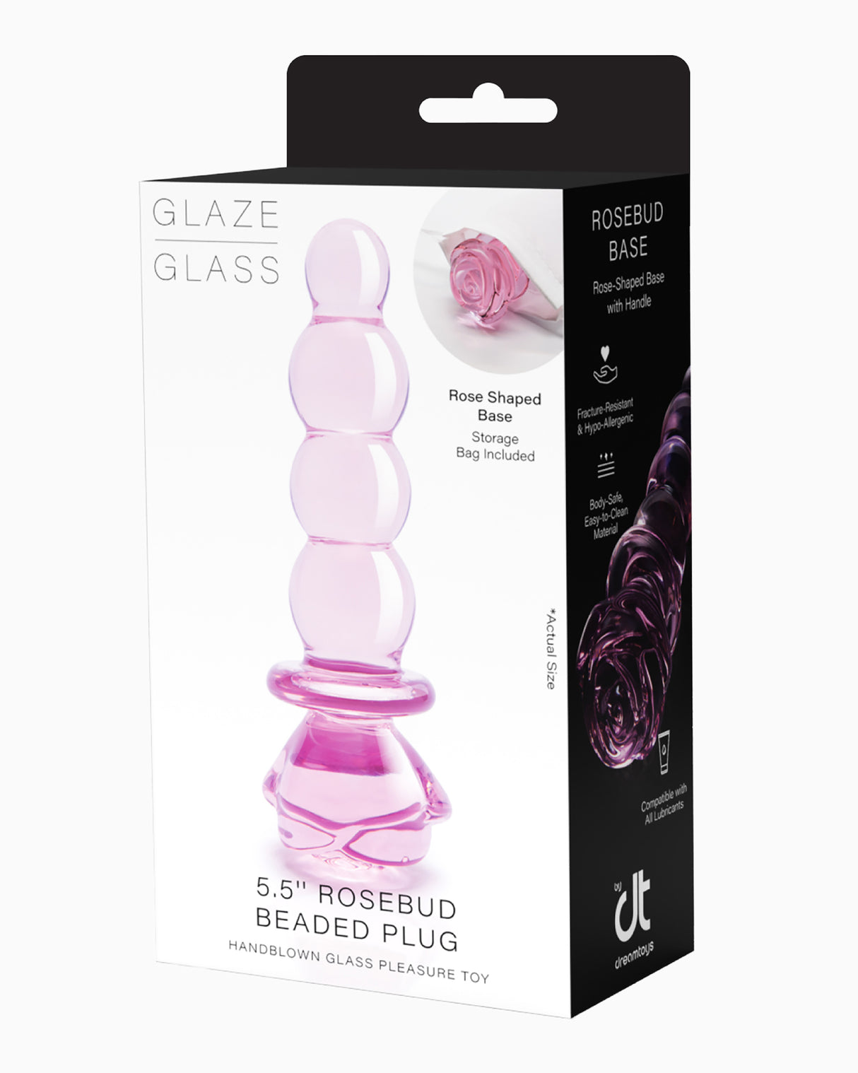 Dream Toys Glaze Rosebud Beaded Glass Butt Plug