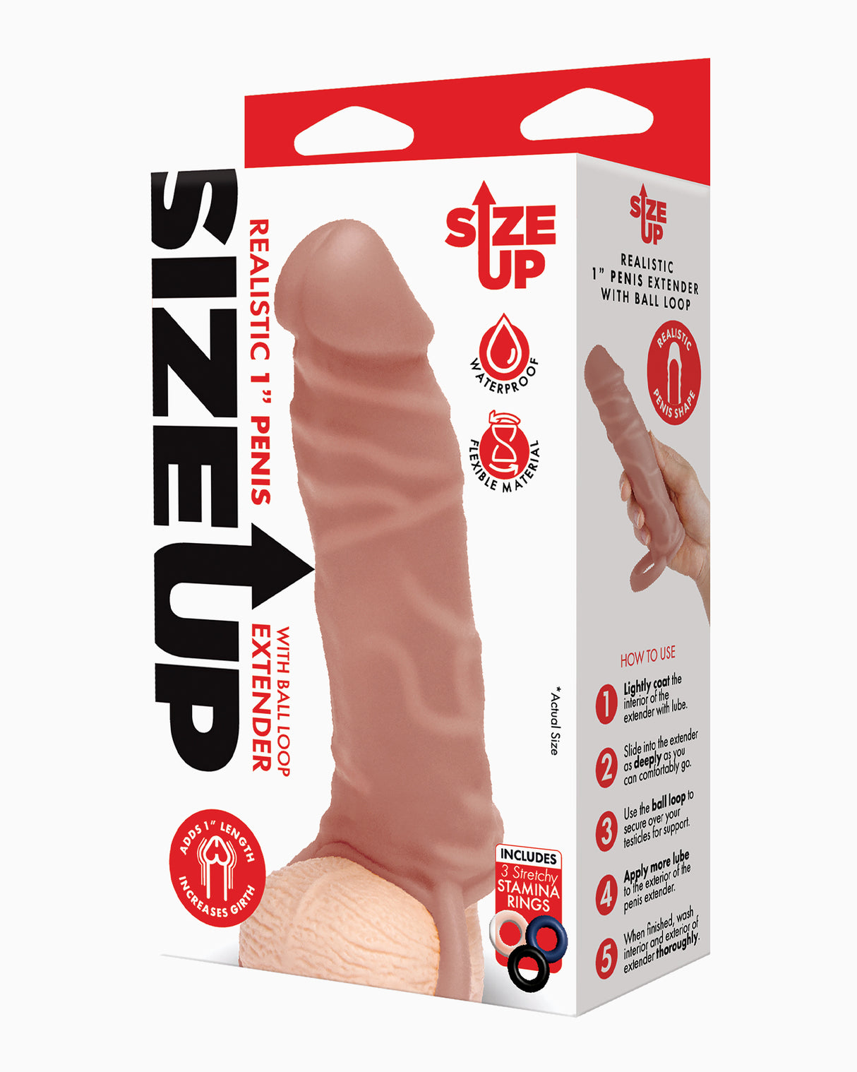 Size-Up Silicone Realistic Penis Extender With Ball Loop