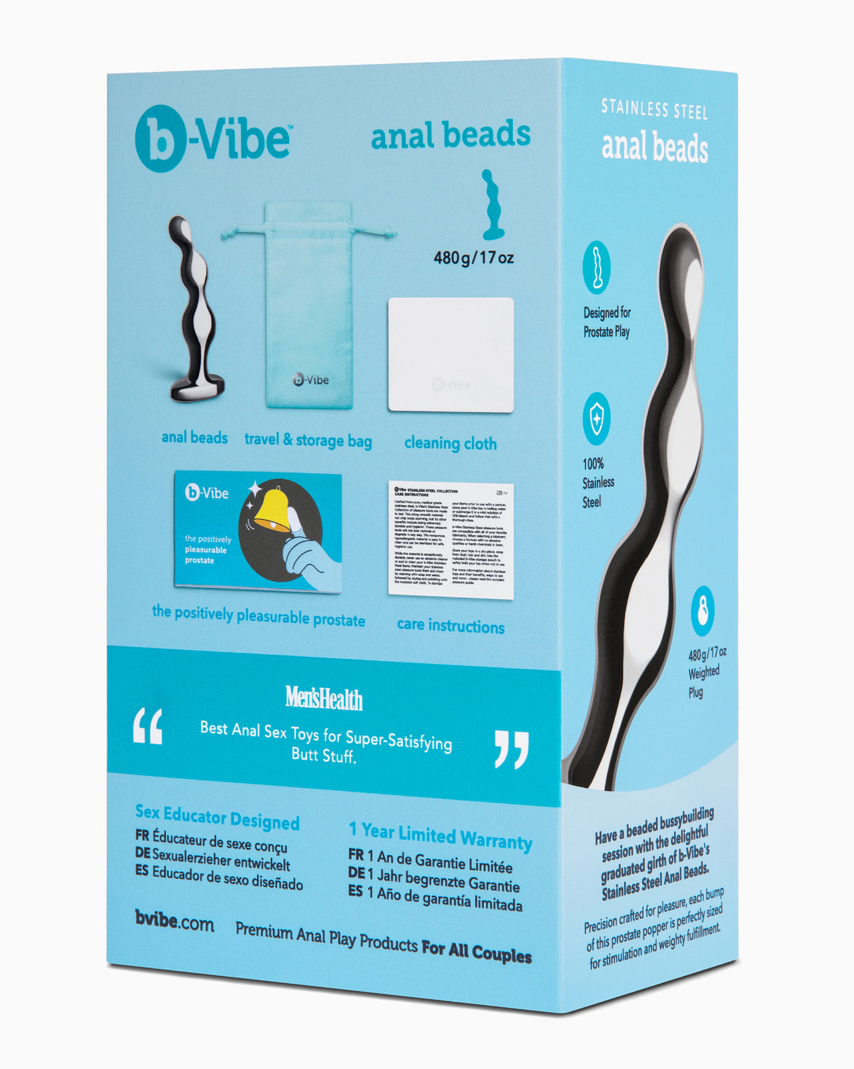 B-Vibe Stainless Steel Anal Beads